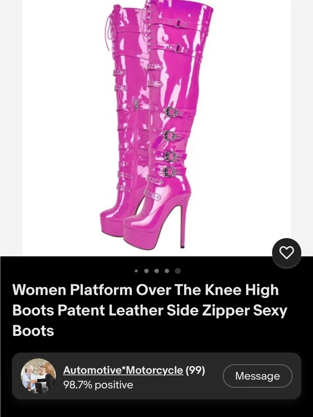 Hot Pink Over-the-Knee Platform Stiletto Boots with Buckle Straps